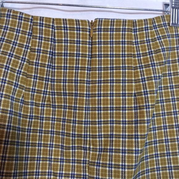 John Galt Plaid A-Line Skirt Yellow and Blue Preppy Academia Clueless Size S - Picture 3 of 6